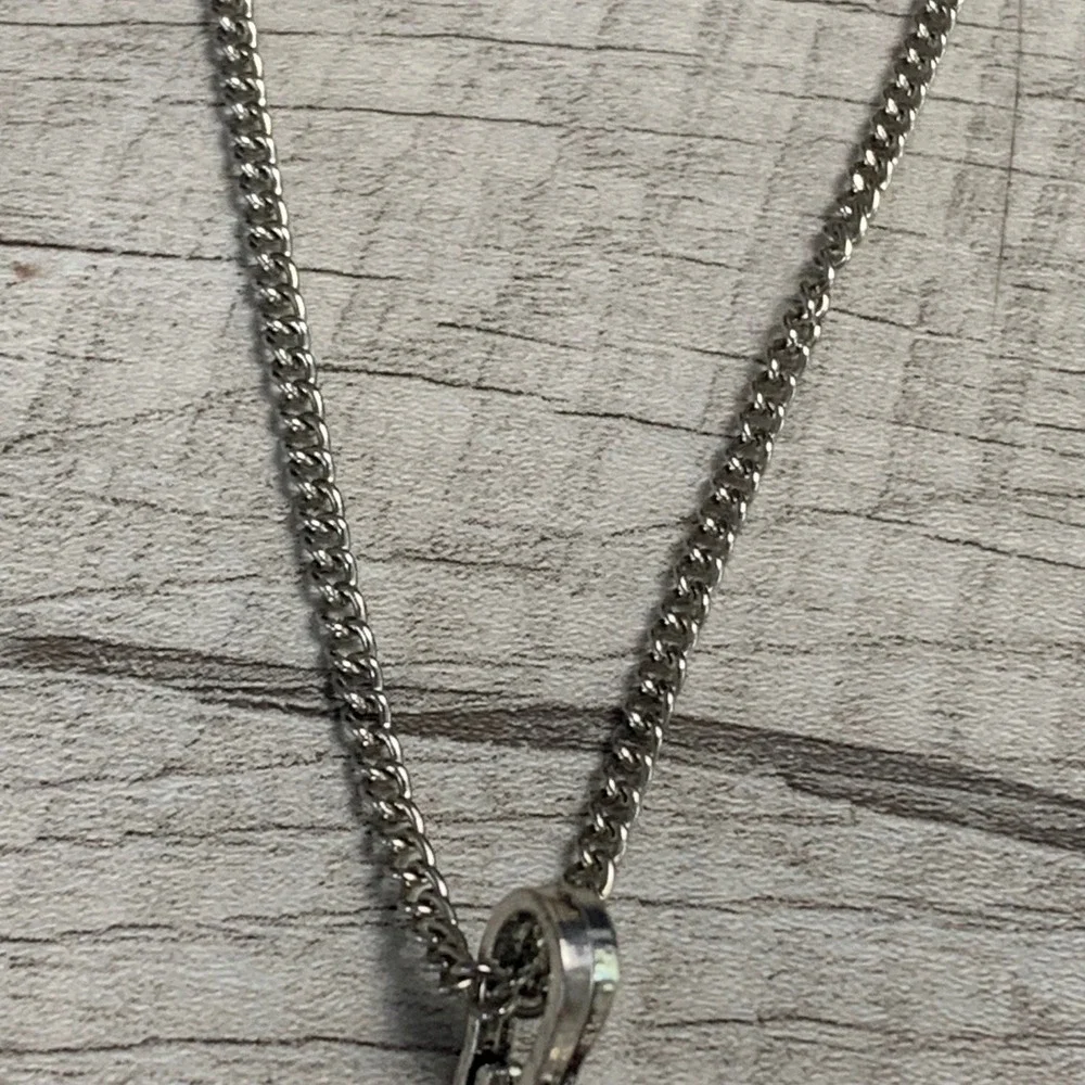 Silver Tone Dragonfly Pendant Necklace Black White Enamel Rhinestone 36 Inch